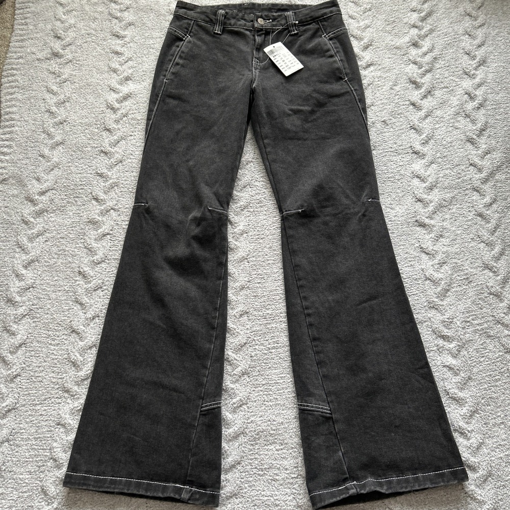 John Galt Baggy Flare Jeans Buckle Streetwear Sz S Pacsun Grunge Goth Skater Y2K